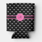 Monogram White en Black Polka Dot Pattern Blikjeskoeler (Voorkant)
