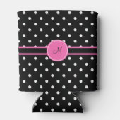 Monogram White en Black Polka Dot Pattern Blikjeskoeler (Achterkant)
