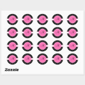 Monogram White en Black Polka Dot Pattern Ronde Sticker (Vel)