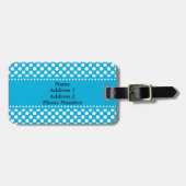 Monogram White en Blue Polka Dot Bagagelabel (Voorkant horizontaal)
