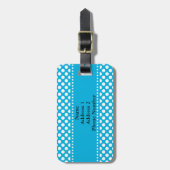 Monogram White en Blue Polka Dot Bagagelabel (Voorkant verticaal)