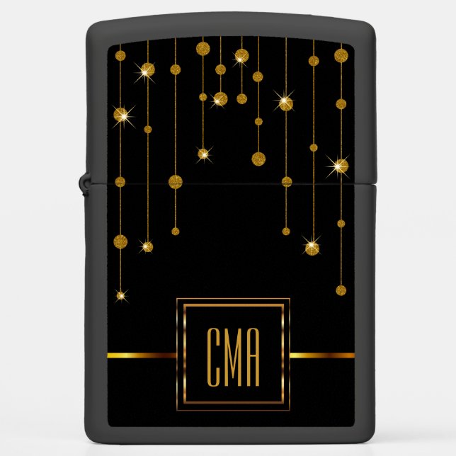 Monogram White en Gold Dot String Zippo Lighter (Voorkant)