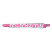Monogram White en Hot Pink Fleur de Lis Pattern Zwarte Inkt Pen (Bodem)