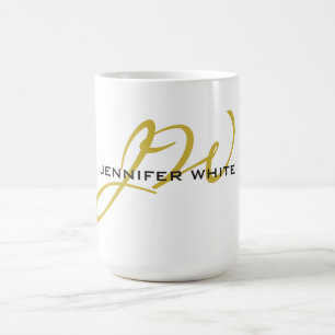 Monogram White Gold Color Plain Modern minimalist Koffiemok