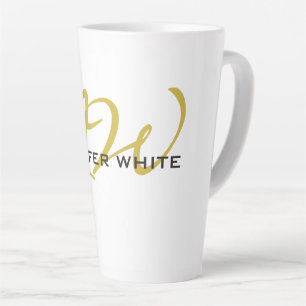 Monogram White Gold Color Plain Modern minimalist Latte Mok