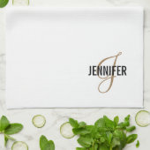 Monogram White Gold Script élégant serviette de cu (Plié)