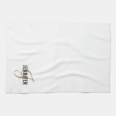 Monogram White Gold Script élégant serviette de cu (Horizontal)