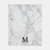 Monogram White Grey Marble Fleece Deken (Voorkant)