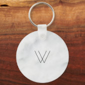 Monogram White Marble Sleutelhanger (Voorkant)