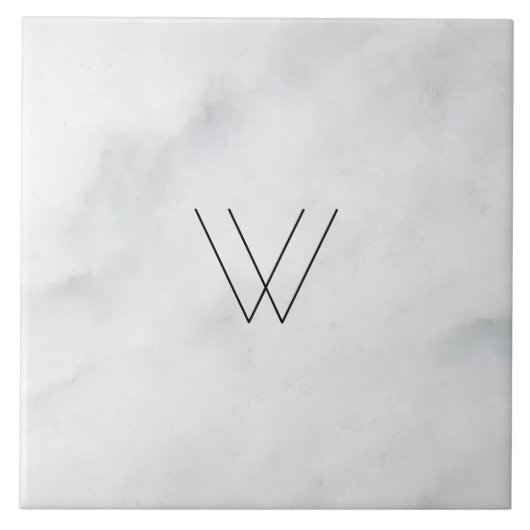 Monogram White Marble Tegeltje (Voorkant)