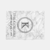 Monogram White Marble Wedding Date Jubileum Fleece Deken (Voorkant (Horizontaal))
