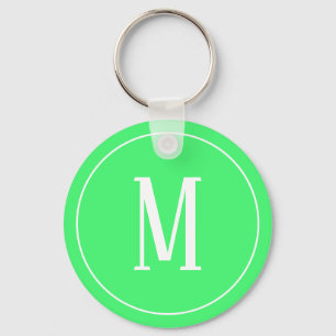 Monogram White op Light Green Sleutelhanger