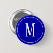 Monogram White op Royal Blue Round Button (Voorkant /achterkant)