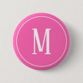 Monogram White op roze ronde Button (Voorkant)