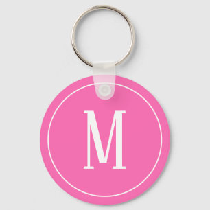 Monogram White op roze Sleutelhanger