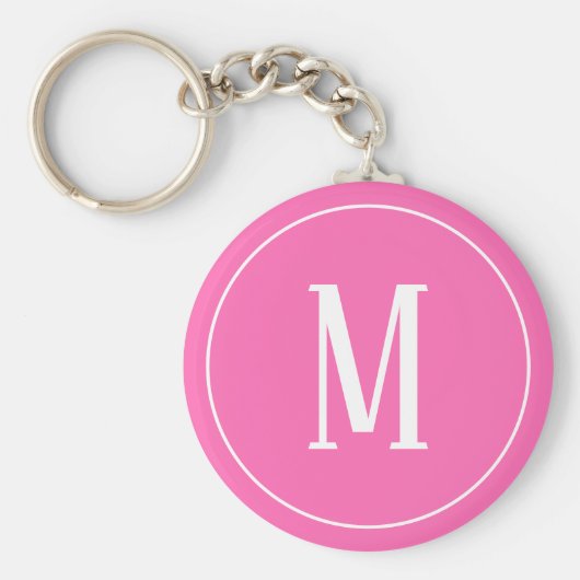 Monogram White op roze Sleutelhanger (Voorkant)