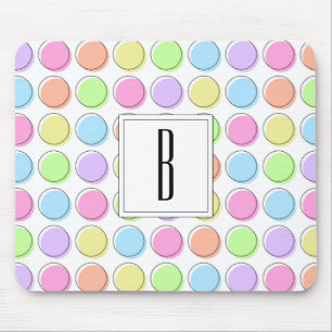 Monogram White Pastel Rainbow Polka Dot Pattern Muismat