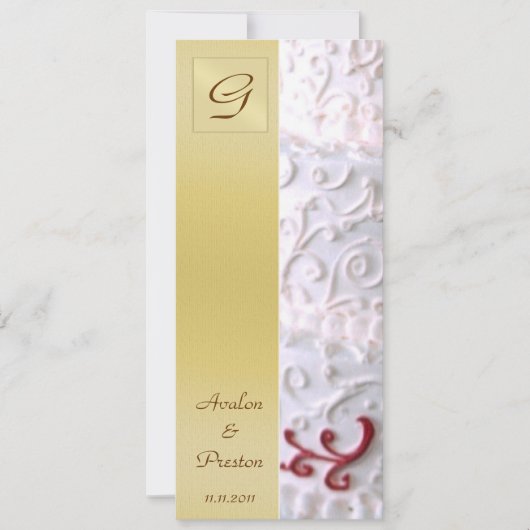 Monogram White Scroll Wedding Program Uitnodiging (Voorkant)