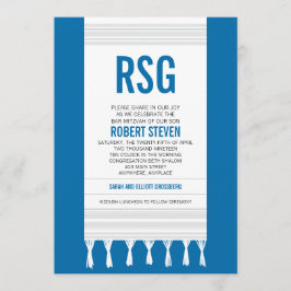 Monogram White Stripe Tallit Bar Mitswa Kaart