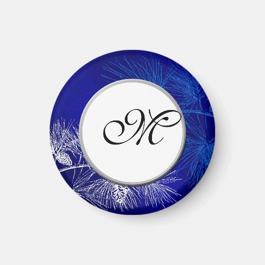 Monogram White Winter Aangepaste magneten (Voorkant)