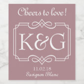 Monogram wijn label ontwerp voor bruiloften etiket (Enkel label)