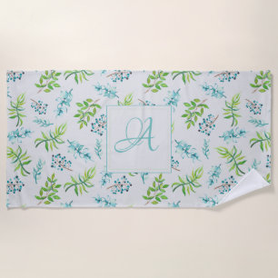Monogram Wildbloemen Blue Green Wedding Decor Strandlaken