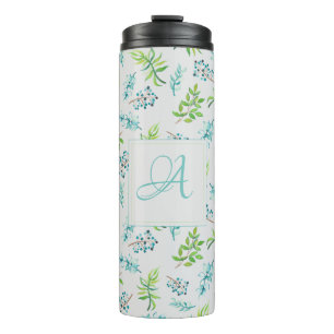 Monogram Wildbloemen Blue Green Wedding Decor Thermosbeker