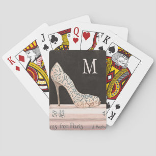 Monogram   Wilde appel   Elegant High Hiel Mode Speelkaarten