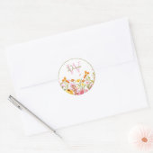 Monogram wilde bloem ronde sticker (Envelop)