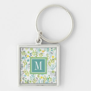 Monogram   Wilde en vrije patronen Sleutelhanger