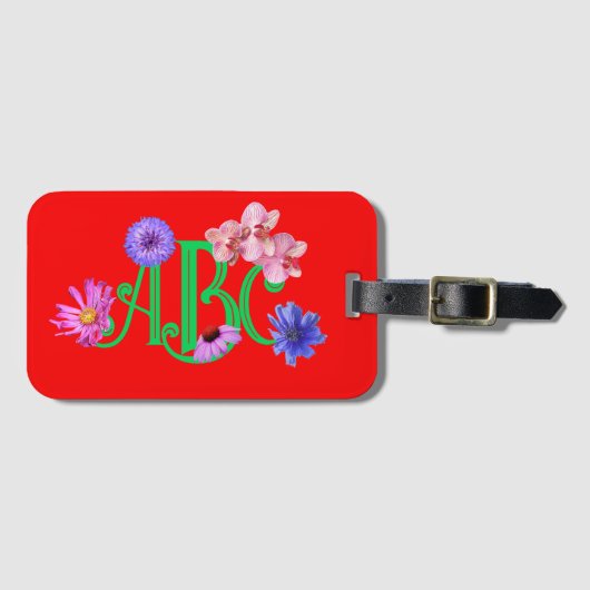 Monogram 'Wildflower' acryl Bagagelabel (Voorkant (horizontaal))