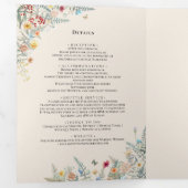  monogram Wildflower Fern Beige Wedding Drieluik Uitnodiging (Binnenzijde eerst)