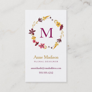 Monogram Wildflower Wreath Visitekaartje