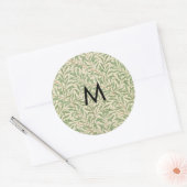 Monogram William Morris Willow Bough Pattern Ronde Sticker (Envelop)
