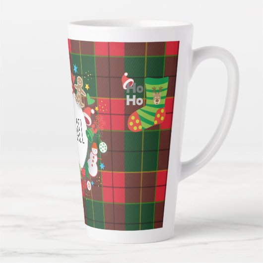 Monogram Winter Holiday Christmas Scottish Pattern Latte Mok (Rechts)