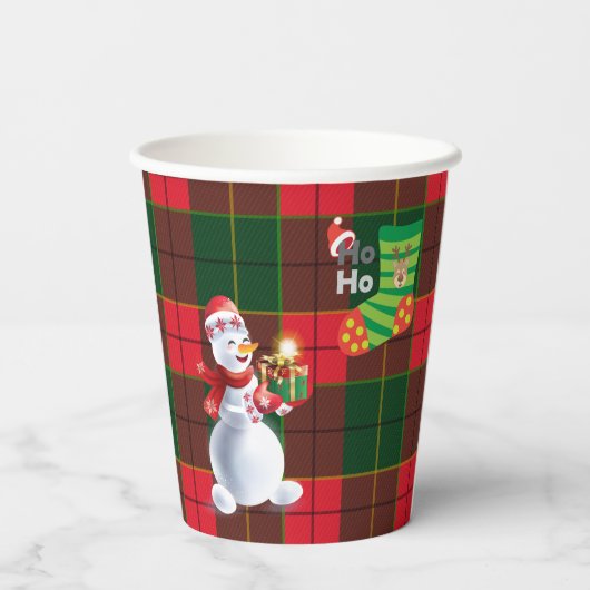 Monogram Winter Holiday Christmas Scottish Pattern Papieren Bekers (Achterkant)