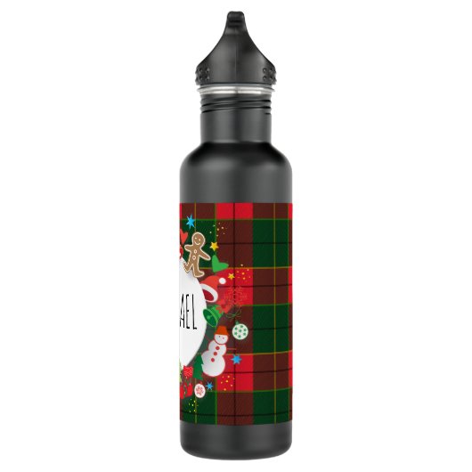 Monogram Winter Holiday Christmas Scottish Pattern Waterfles (Rechts)