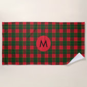 Monogram Winter Holiday Tartan pattern Scottish Strandlaken (Voorkant)
