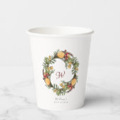 Monogram Winter Kerstmis krans Baby shower Papieren Bekers (Achterkant)