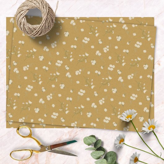 Monogram Wit Daisybloem Bloemmotief Tissuepapier