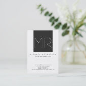 Monogram wit donkergrijs uniek Visitekaartje (Staand voorkant)