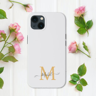Monogram wit   Elegant minimalistisch iPhone 13 Hoesje