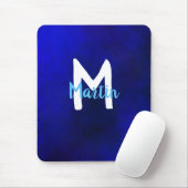 Monogram wit en blauw muismat (Met muis)