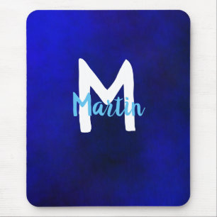 Monogram wit en blauw muismat