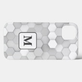 Monogram Wit en grijs Geometrisch Hexagon Patroon Case-Mate iPhone Case (Achterkant (horizontaal))