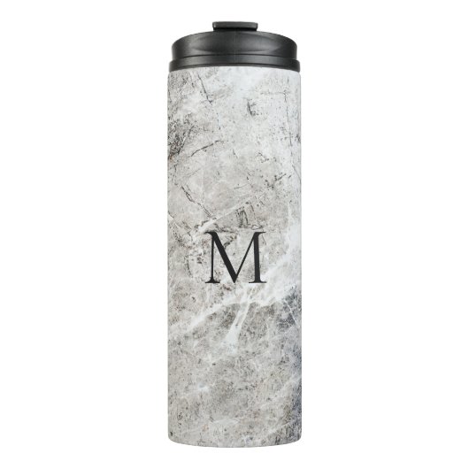 Monogram wit en grijs marmer thermosbeker (Voorkant)