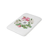 Monogram  wit en roze Magnolia Flowers Badmat (Gekanteld)