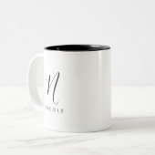 Monogram wit en zwart tweekleurige koffiemok (Voorkant links)