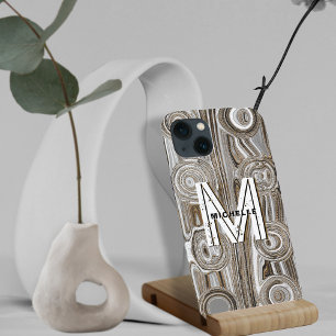 Monogram Wit & Goud Glitters Funky Retro Groovy iPhone 13 Hoesje