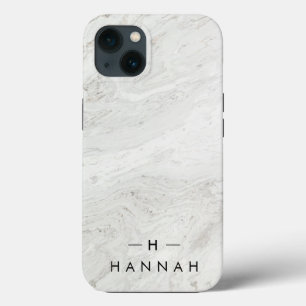 Monogram wit grijs Elegant Gold Minimalist iPhone 13 Hoesje